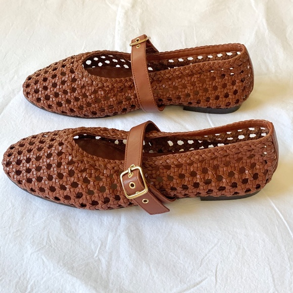 Madewell Remy Leather Woven Mary Jane Flats Dusty Redwood US8.5 NEW - Picture 6 of 12